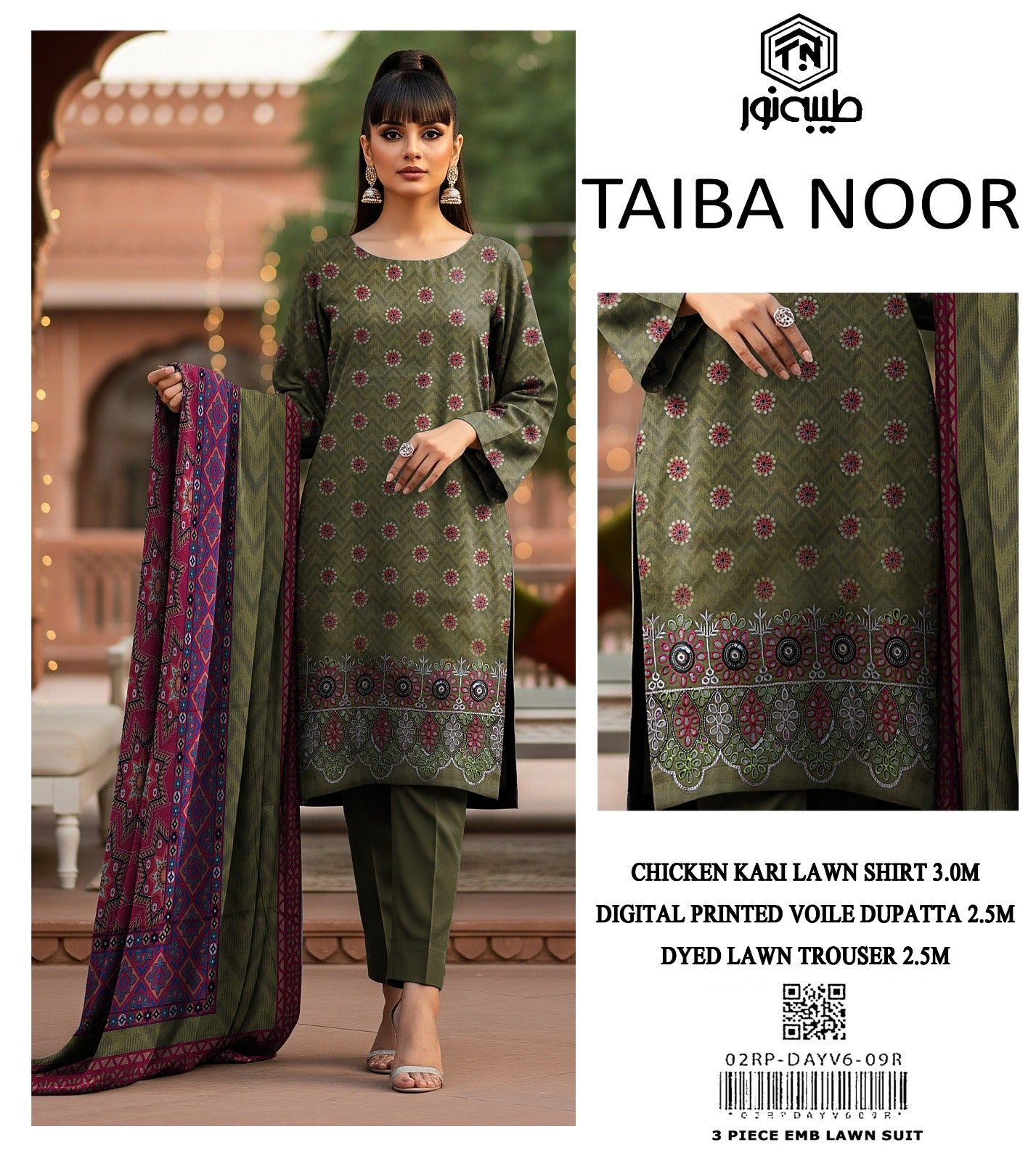 Lawn Chicken Kari Printed 3Piece D-002