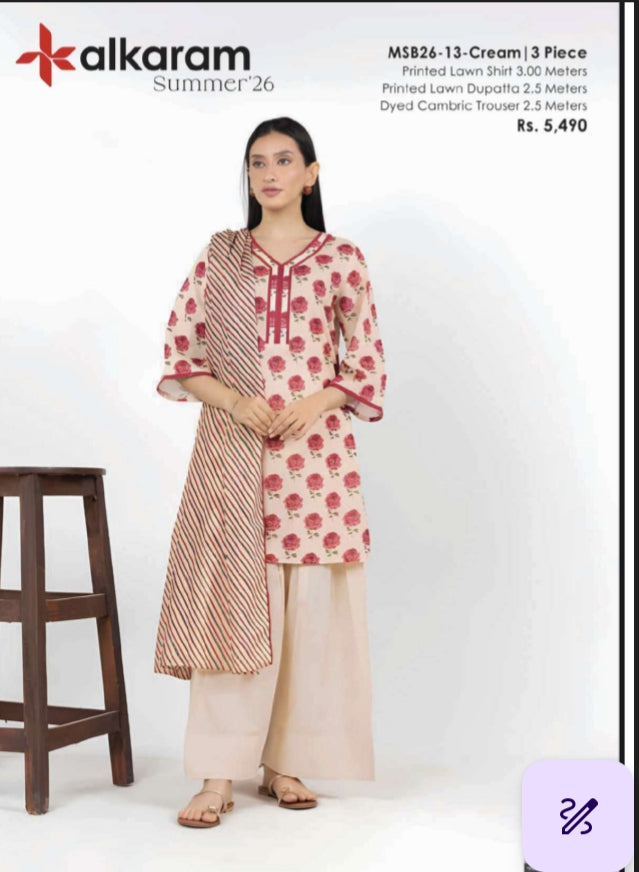 alkaram by taiba noor 3pc lawn