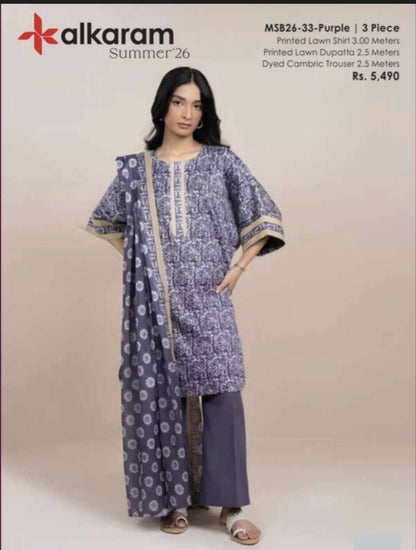alkaram by taiba noor 3pc lawn