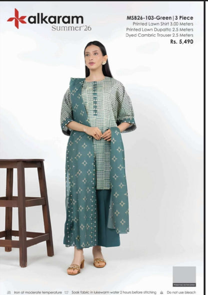 alkaram by taiba noor 3pc lawn
