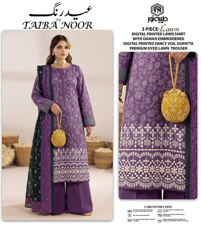 LAWN 3PC Embroidered by Taiba noor