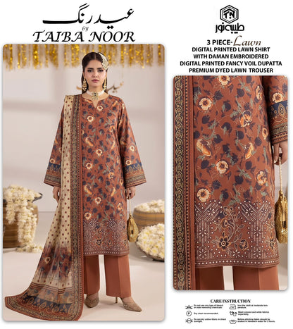 LAWN 3PC Embroidered by Taiba noor