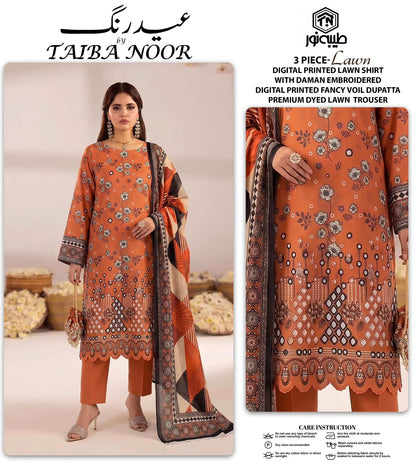 LAWN 3PC Embroidered by Taiba noor
