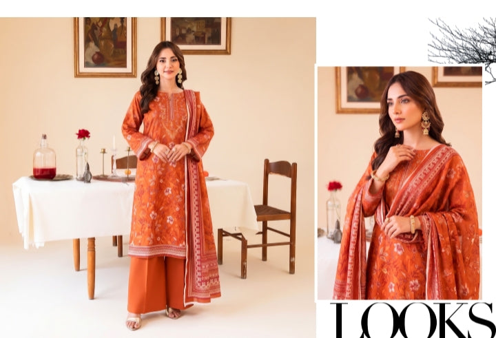 Lawn 3pc emb Gla print by Taiba noor