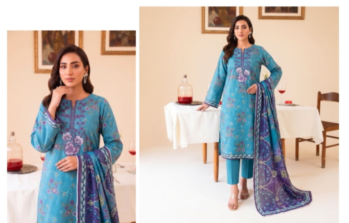 Lawn 3pc emb Gla print by Taiba noor