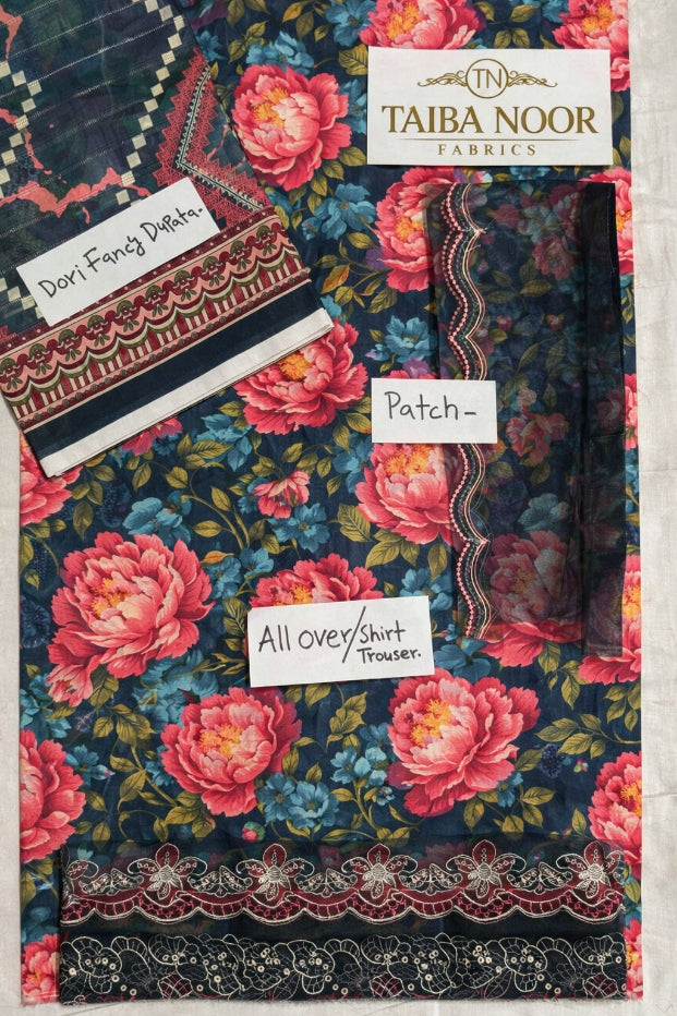 TAIBA NOOR 3PC ALL OVER WITH PATCHES