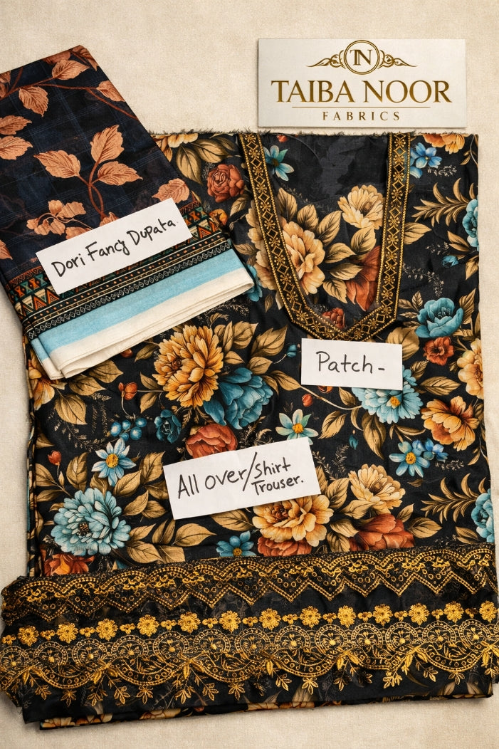 TAIBA NOOR 3PC ALL OVER WITH PATCHES