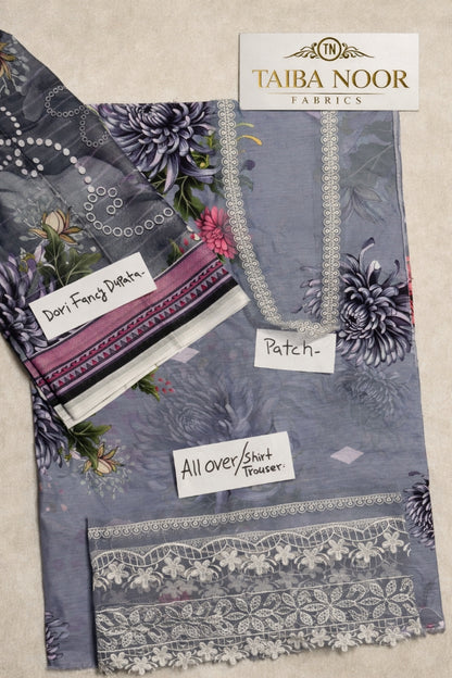 TAIBA NOOR 3PC ALL OVER WITH PATCHES