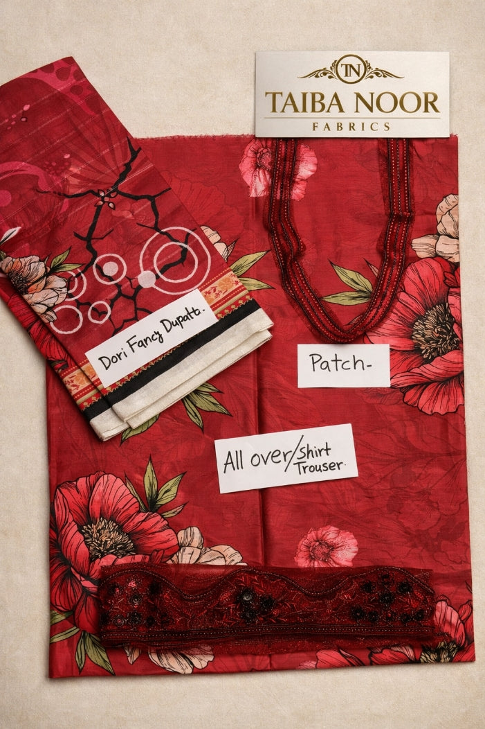 TAIBA NOOR 3PC ALL OVER WITH PATCHES