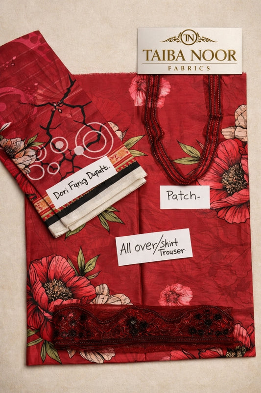 TAIBA NOOR 3PC ALL OVER WITH PATCHES