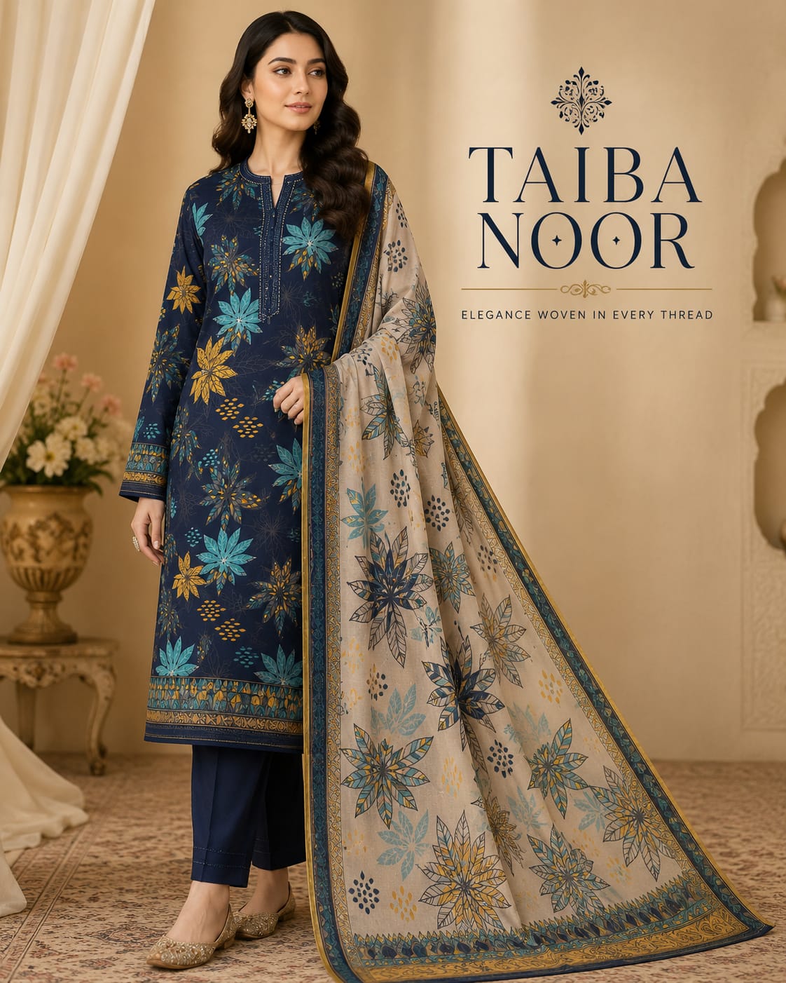 Ego 3pc lawn printed